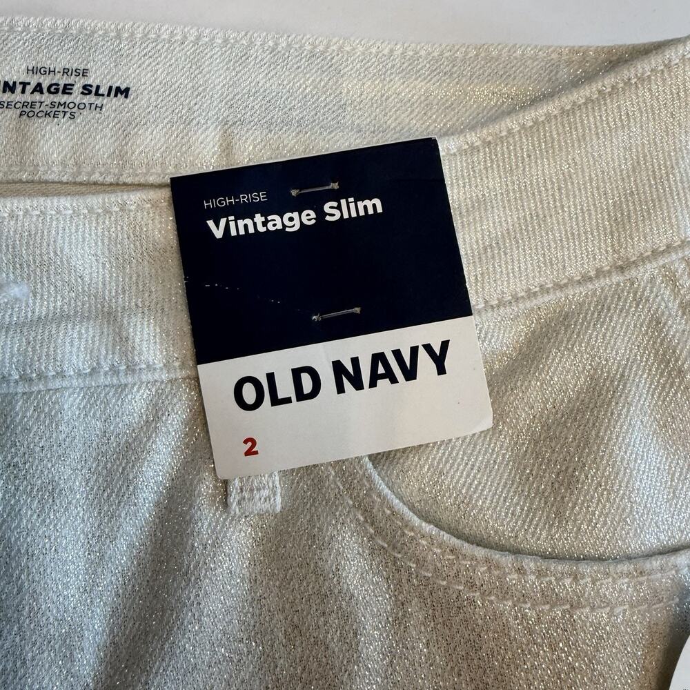 OLD NAVY Women’s High Rise Vintage Slim Silver Shimmer Jeans Size 2 (A0132) NWT - Picture 5 of 10